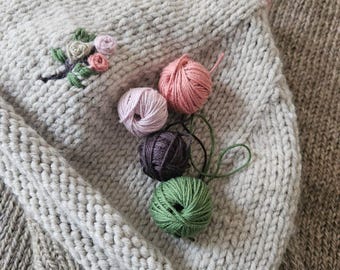 レディース刺繍ビーニー - 花柄刺繍ビーニー - 花柄刺繍ニット帽