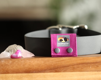 Dog Crystal Collar Pouch with Crystal & Tag Silencer/Security 12 Colour Options (Style: Mini; fits Beagles to Bull Mastiffs)