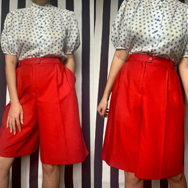 Vintage 80s Red Bermuda Shorts, Retro Tailored Chino Shorts, Smart Unisex Summer Trousers, Preppy Summer Clothing, UK16/18 Plus size