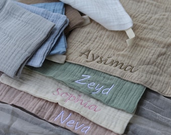 Musselintuch mit Namen - personalisiert - Spucktuch - Geburt - Taufe - Baby - Geschenk