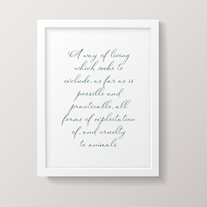 Vegan Poster | Vegan Definition | Vegan Kitchen Art | Vegan Art Print | Printable Poster | Instant Digital Download