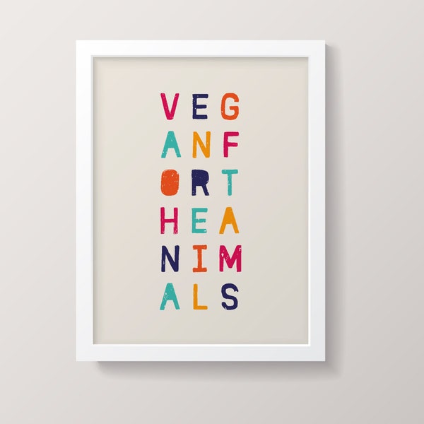 Végétalien pour les animaux | affiche végétalienne | | d’art de cuisine végétalienne | d’impression d’art végétalien | d’affiche imprimable Téléchargement numérique instantané