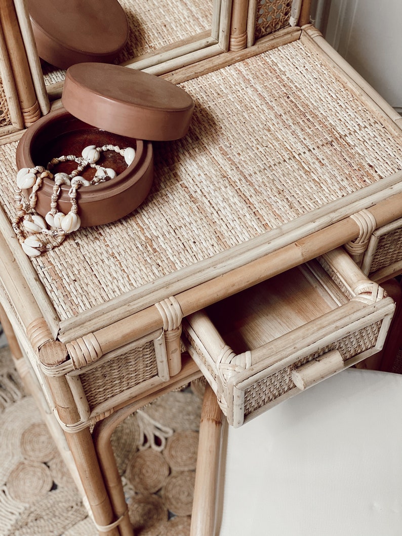Luna Rattan Dressing Table Etsy