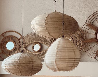 Wabi Sabi Oval linen pendant light