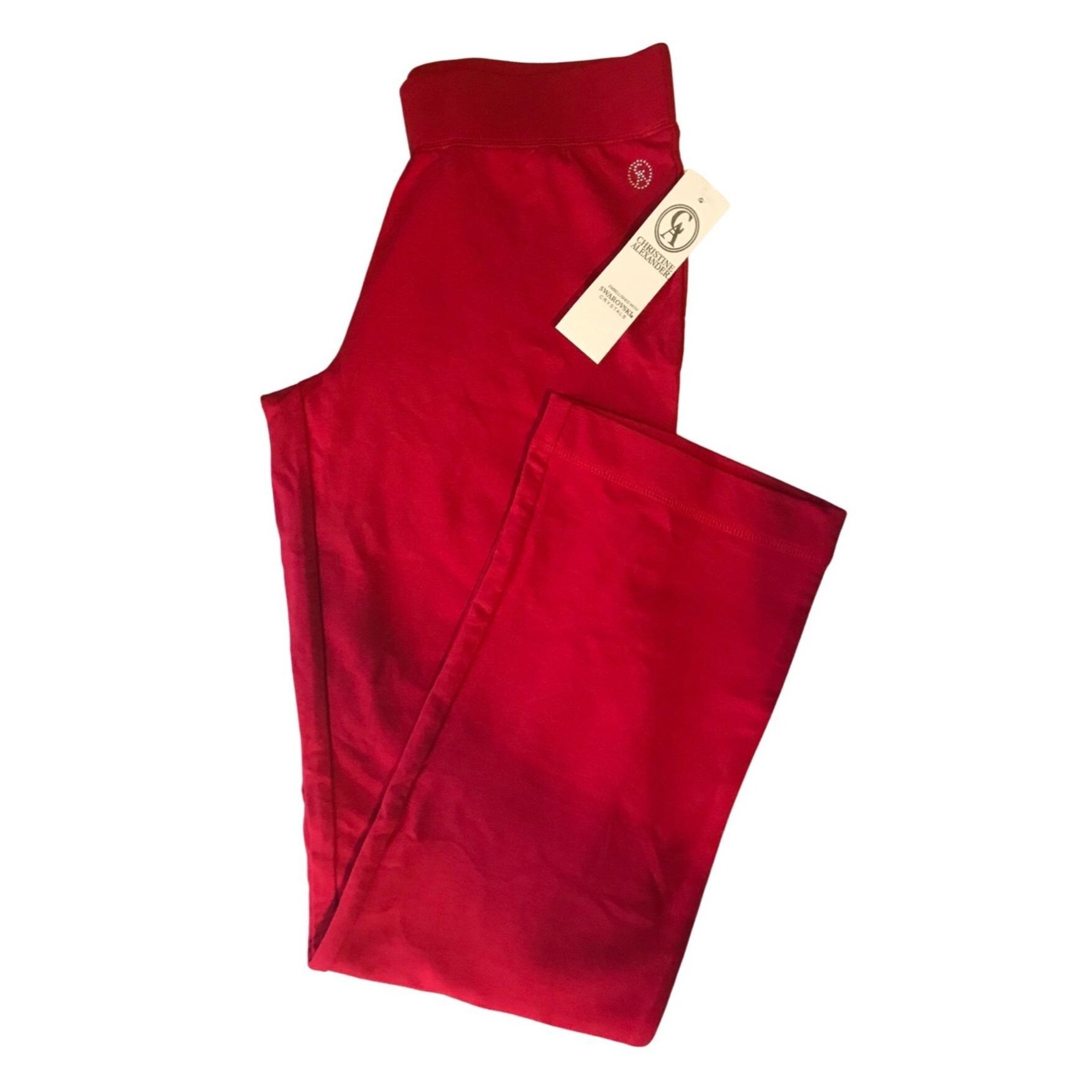 Christine Alexander Medium RED Cotton Blend Dance Yoga Sweatpants Pant Gym Tall