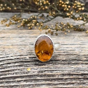 Amber Sterling Silver Ring