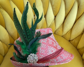 Elegant Green Floral Hat With Pink Floral Accents. - Etsy Canada display picture 3