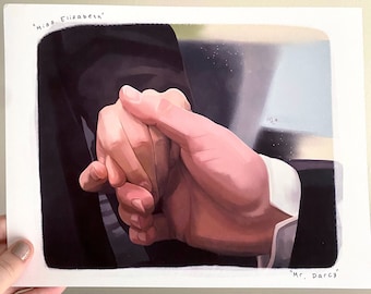 Pride and Prejudice Hand Scene Illustrated Print