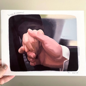 Pride and Prejudice Hand Scene Illustrated Print