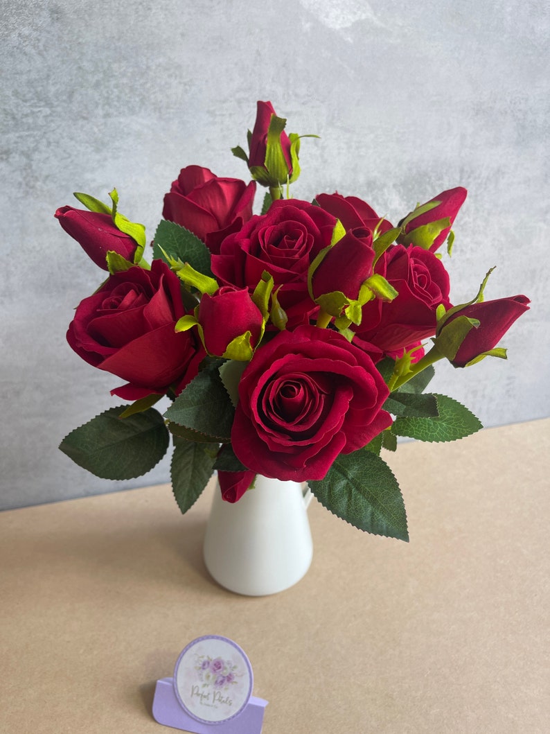 Red Rose Artificial Flower Bouquet Decoration Wedding Etsy UK