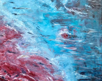 Kersenbloesemolieverfschilderij | Sakuraboom abstract origineel schilderij | Origineel kunstwerk kersenboom | Abstracte bloemkunst