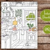 Hygge Coloring Page Cozy Home Interior Design Boho and Nordic Plant ...