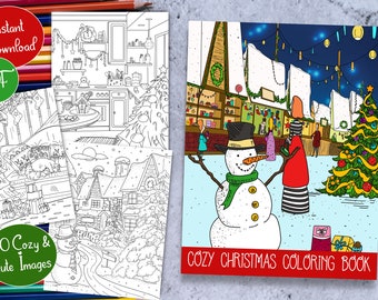 Christmas Coloring Book for Adults | 40 Cozy and Cute Printable Winter Coloring Pages | Digital Art | Procreate | Instant Download