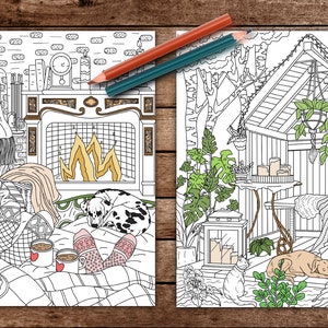 Hygge Coloring Book for Adults | Boho and Nordic Interior Designs | 30 ...
