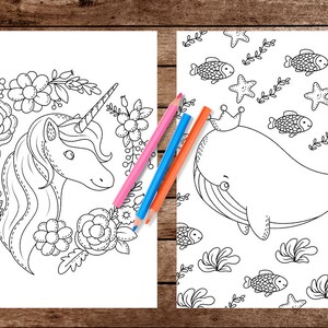 Legendary Unicorn and Adventurous Whale, adorable pages