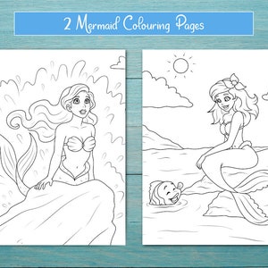 Little Mermaid Coloring Pages | Fantasy Coloring for Kids and Adults | Summer Fairytale | Mythical Creatures | Printable Instant Download