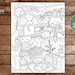 Hygge Coloring Page for Adults Cozy Home Interior Design Boho and ...