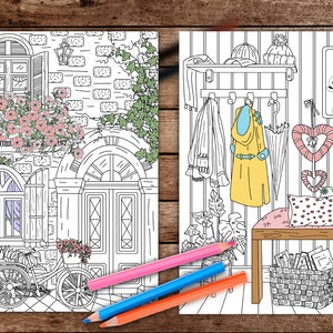 Hygge Coloring Book for Adults | Boho and Nordic Interior Designs | 30 ...