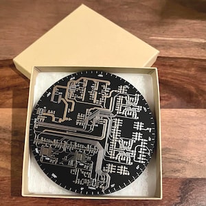 Dessous de verre en forme de carte de circuit imprimé - Ronde d'or classique Circuits Immersion - Coffret cadeau
