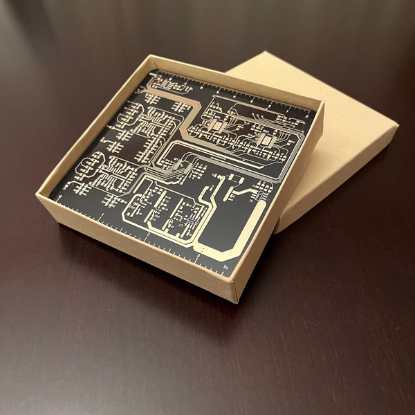 Immersion Gold Circuit Board Coasters: Tech Gift for Engineer (Set of 2)
