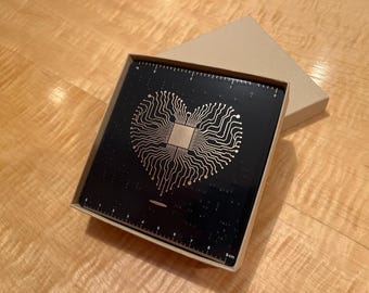 Heart Circuit Board Coasters: Immersion Gold PCB, Set of 2
