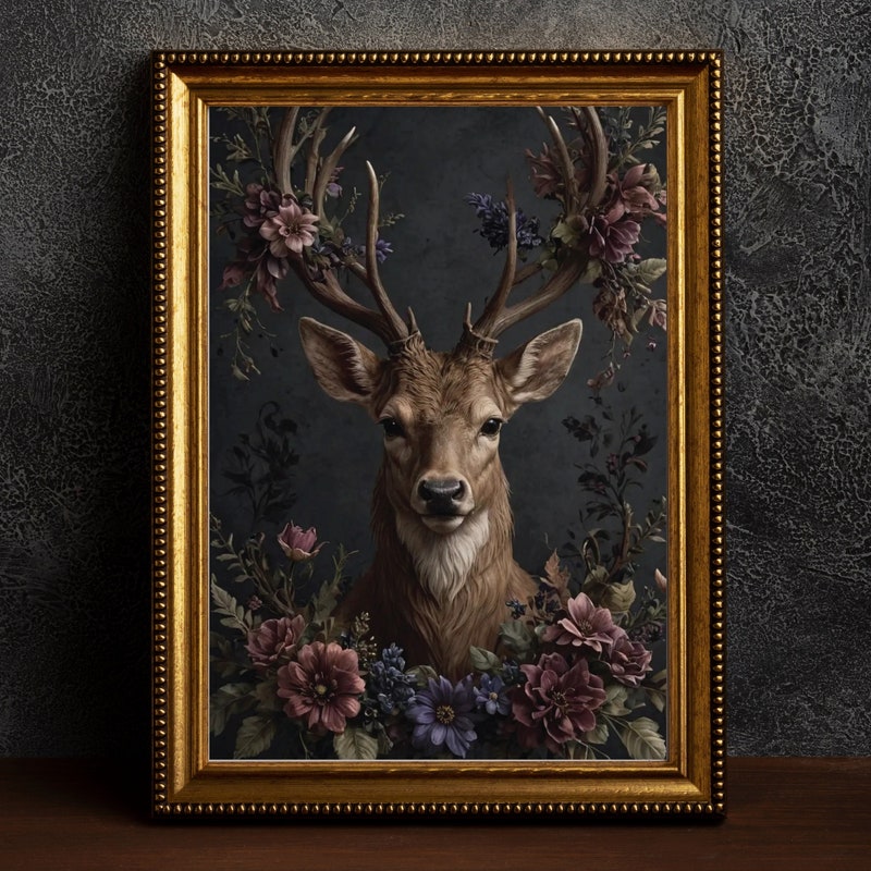 Dark Academia Deer Print - Etsy UK