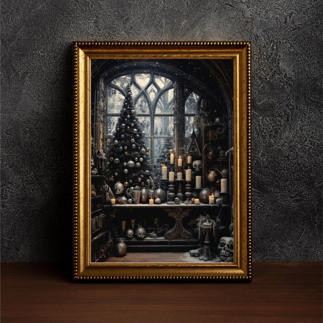 Gothic Christmas Dark Academia Print, Dark Cottagecore Gift, Printable ...