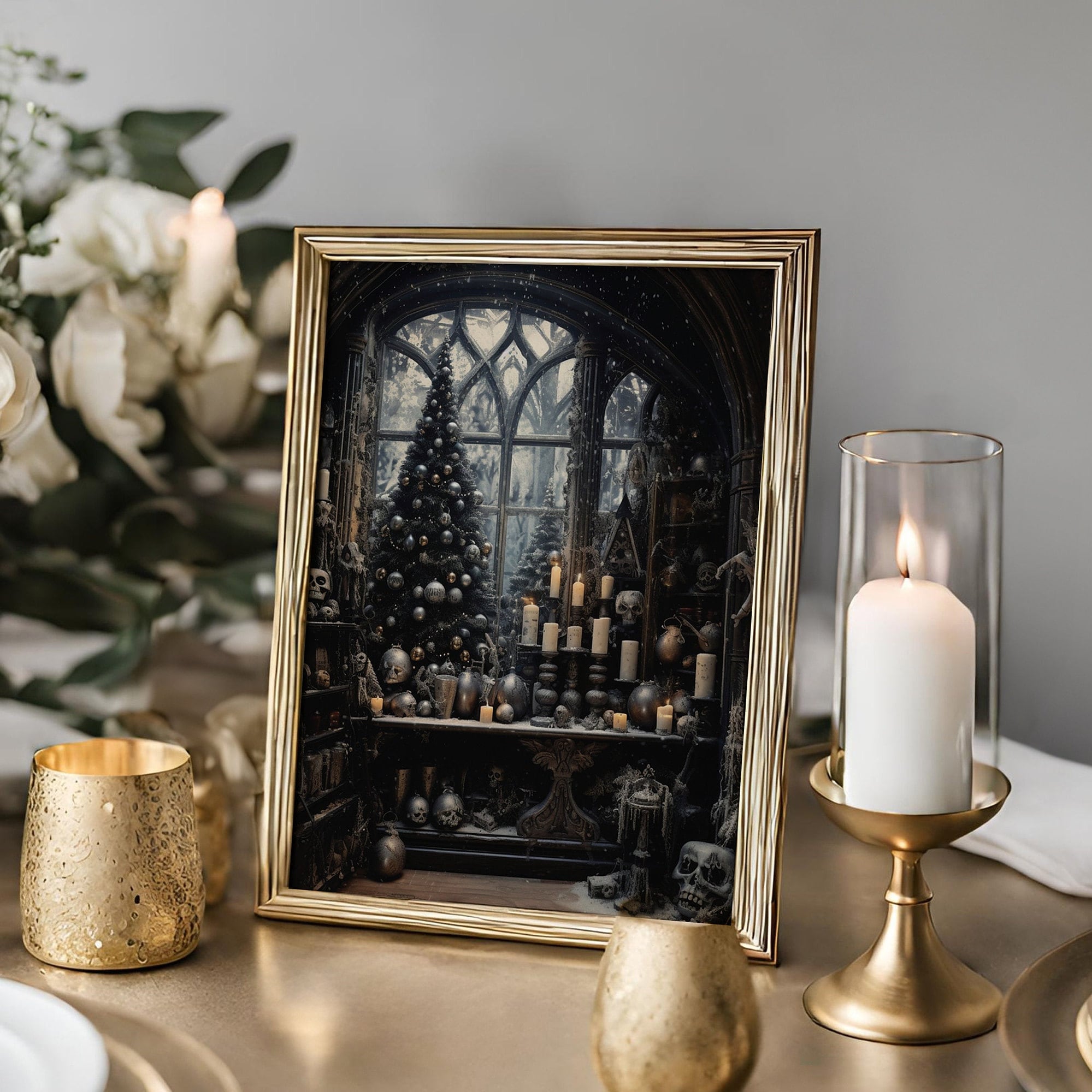 Gothic Christmas Dark Academia Print, Dark Cottagecore Gift, Printable ...
