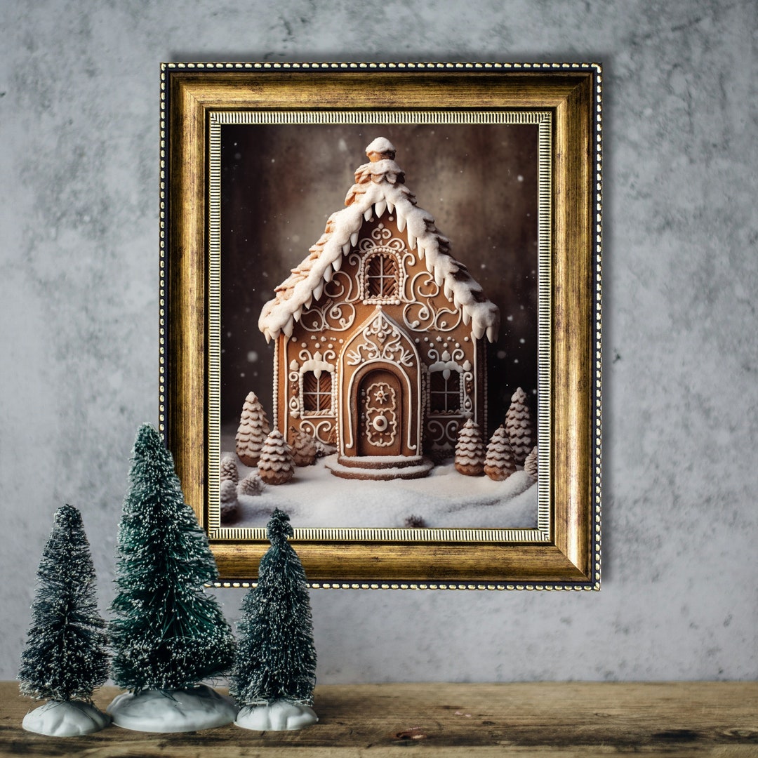 Gingerbread House Winter Print, Cottagecore Xmas Decor, Printable ...