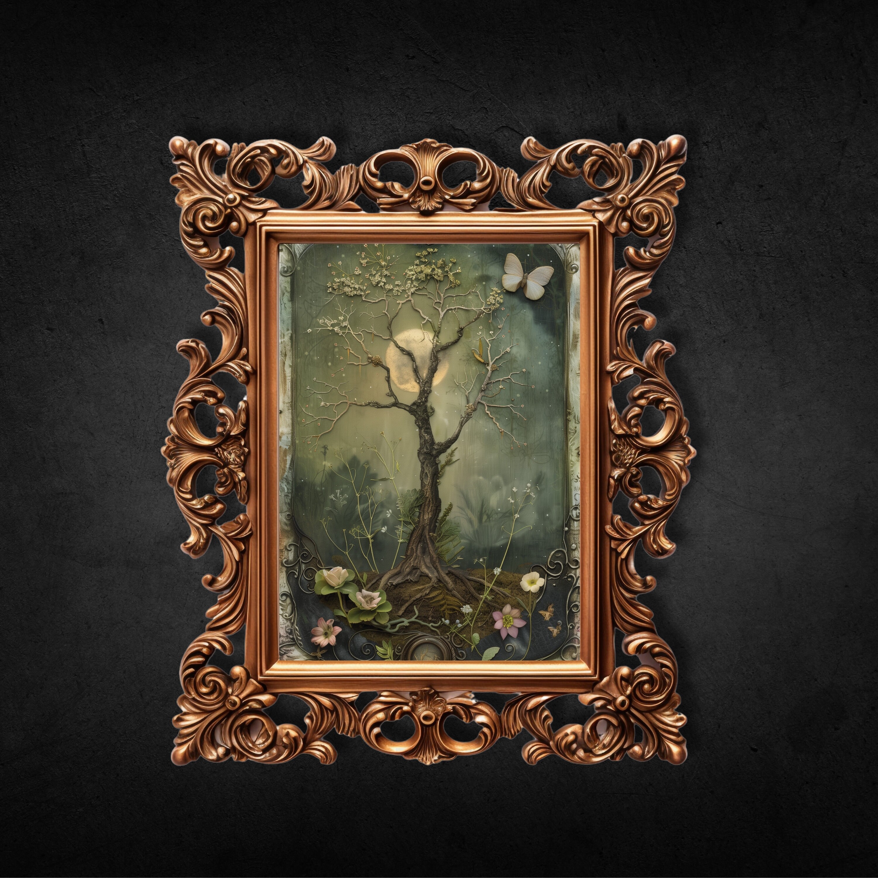 Forest Tree Dark Academia Print, Dark Cottagecore Gift, Gothic Digital ...