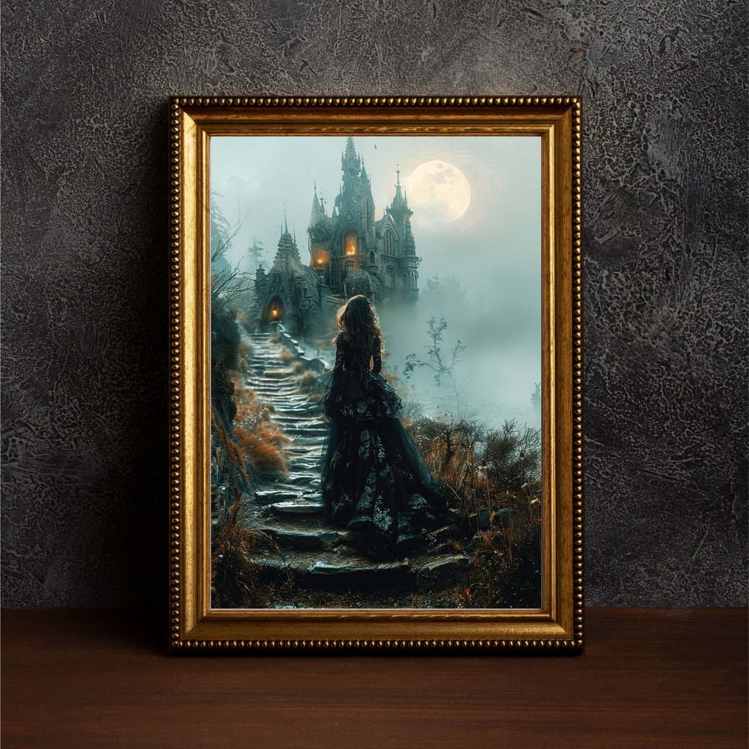 Gothic Girl Castle Print: Dark Academia Fantasy Art (digital Download ...