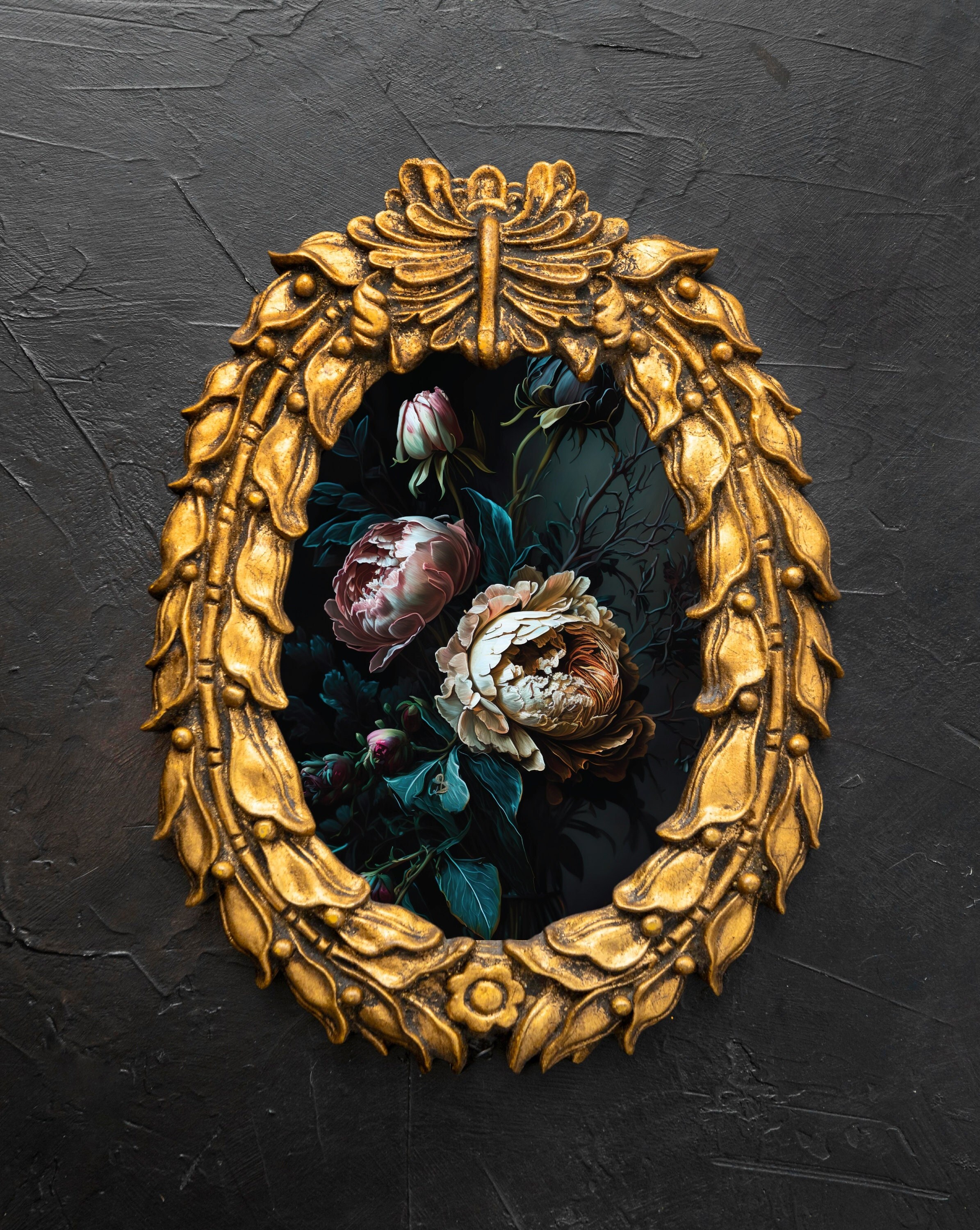 Victorian Gothic Dark Floral Print, Floral Painting Wall Art, Vintage ...