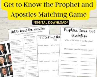 General Conference Matching Game for kids, Get to know the prophet and apostles game, LDS activities for children