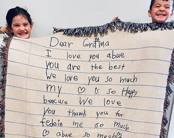 Personalized Handwritten blanket, Personalized letter blanket, Family gift for parents, grandparents, loved one.