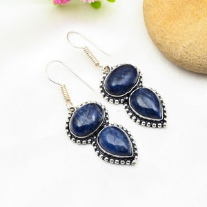 Sodalite Earrings 925 Sterling Silver Earrings Sodalite Gemstone Earrings Jewelry Handmade Earrings Sodalite Jewelry Birthday Gifts for Her
