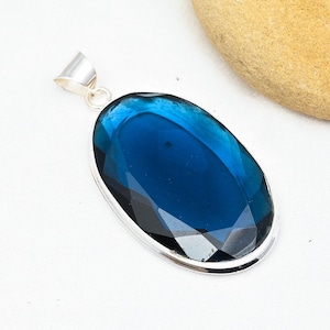 Blue Sapphire Pendant 925 Sterling Silver Pendant Blue Sapphire Gemstone Pendant Handmade Jewelry Blue Sapphire Jewelry Wedding Jewelry