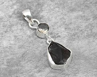 Raw Smoky Topaz Pendant Sterling Silver Pendant Smoky Topaz Rough Pendant Natural Uncut Gemstone Pendant Healing Gemstone Pendant Necklace