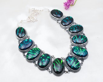 Collar de ópalo triplete australiano Collar de plata de ley 925 Collar de piedras preciosas de ópalo triplete australiano Joyería hecha a mano Regalos de aniversario