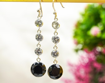 Brincos de espinel preto, brincos de prata esterlina 925, brincos de pedras preciosas de espinel preto, joias artesanais de espinel preto, presente exclusivo de feriado