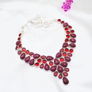 Ruby Necklace 925 Sterling Silver Necklace Ruby Gemstone Necklace Handmade Jewelry Garnet Jewelry Wedding Gifts, Christmas Gifts for Her