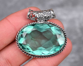 Green Amethyst Pendant 925 Sterling Silver Pendant Amethyst Gemstone Pendant Handmade Pendant Silver Jewelry Amethyst Jewelry Gift for Her