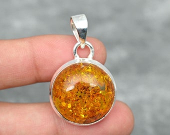 Baltic Amber Pendant 925 Sterling Silver Pendant Baltic Amber Gemstone Pendant Handmade Silver Baltic Amber Jewelry Gift For Her Mother