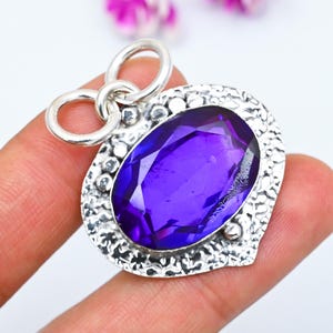 Purple Amethyst Pendant 925 Sterling Silver Pendant Amethyst Gemstone Pendant Handmade Jewelry Amethyst Jewelry Wedding and Birthday Gifts