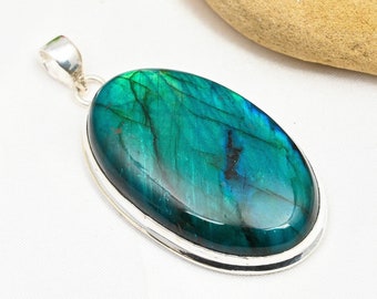 Blue Flash Labradorite Pendant 925 Sterling Silver Pendant Labradorite Gemstone Pendant Handmade Jewelry Labradorite Jewelry Gift For Her