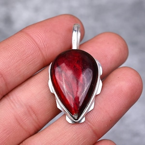 Red Flash Labradorite Pendant 925 Sterling Silver Pendant Labradorite Gemstone Pendant Handmade Silver Labradorite Jewelry for Gift For Her