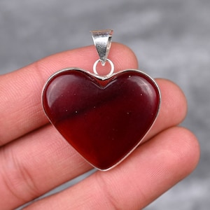 Roter Onyx Anhänger 925 Sterling Silber Anhänger Halskette Roter Onyx Edelstein-Anhänger Schmuck Handgemachter Anhänger Roter Onyx Schmuck Geschenk für Sie