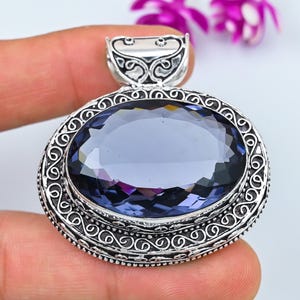 Iolite bleu naturel fait à la main en argent sterling 925 Bracelet-Pierre naturelle Blue Iolite Bracelet cadeau, vente d'Halloween - France