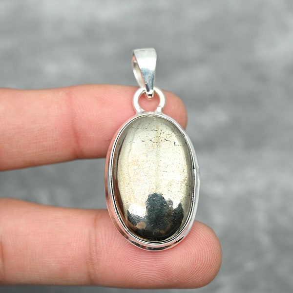 Golden Apache Pyrite Pendant 925 Sterling Silver Pendant Golden Apache Pyrite Gemstone Pendant Jewelry Handmade Jewelry Pyrite Agate Jewelry