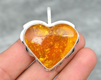 Baltic Amber Pendant 925 Sterling Silver Pendant Baltic Amber Gemstone Pendant Handmade Silver Baltic Amber Jewelry Gift For Her Mother