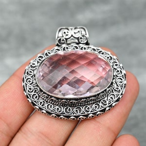 Faceted Pink Kunzite Pendant 925 Sterling Silver Pendant Kunzite Gemstone Pendant Handmade Pendant Jewelry Pink Kunzite Jewelry Gift For Her